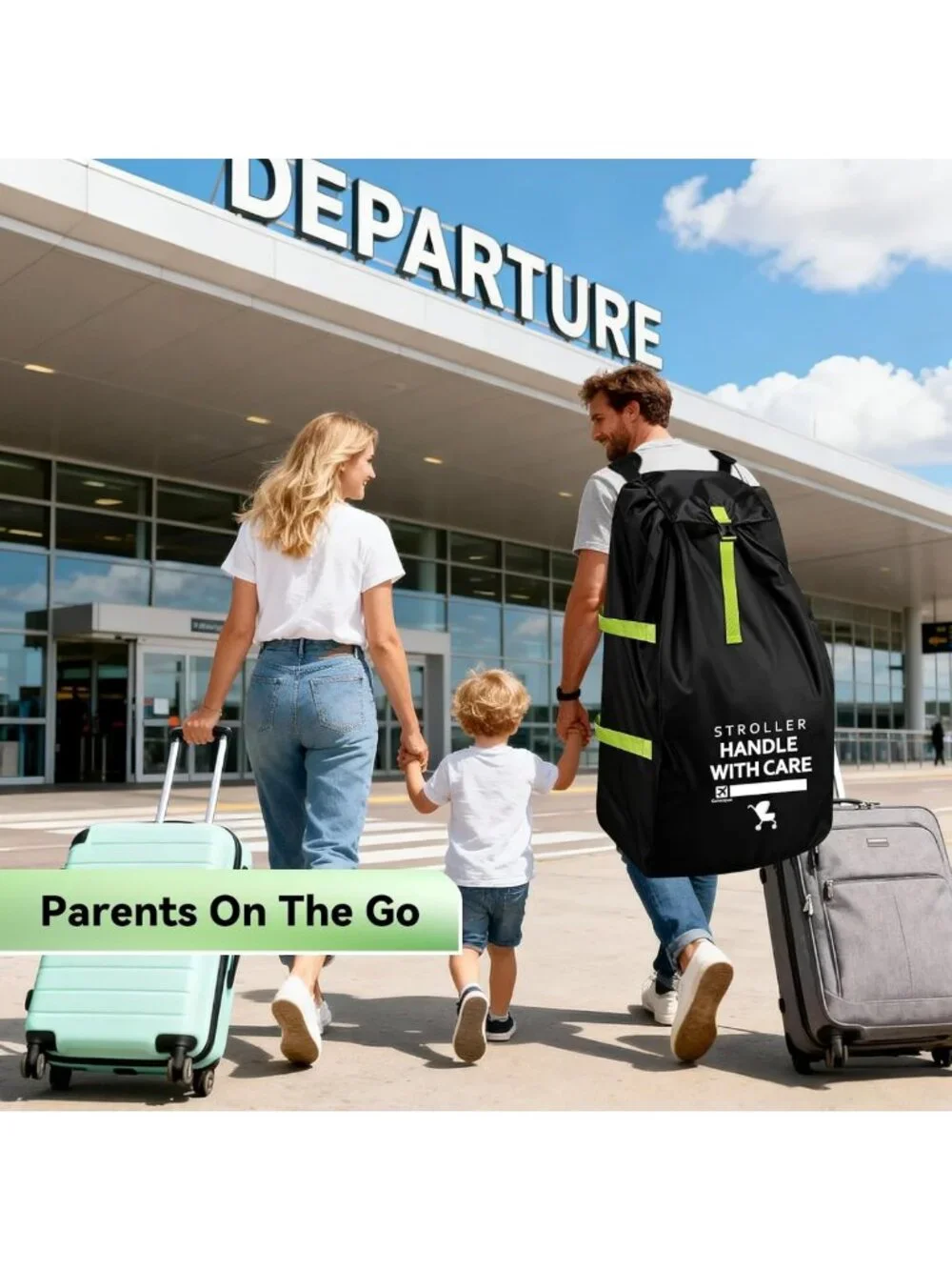 Extra Large Travel Stroller Bag for Airplane - 47”H x 24”W x 15”D Cover